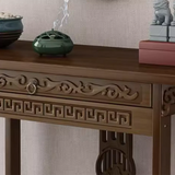 Rectangular Brown Storage Console Table with Floor Shelf Image - 7