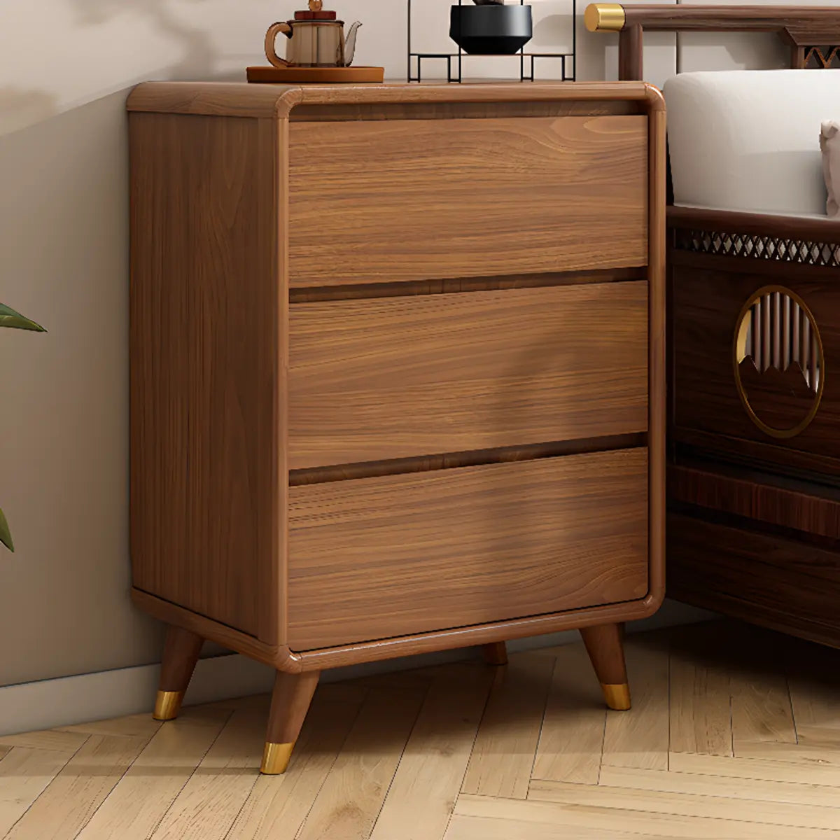 Rectangular Brown Wood Storage Soft-Close Drawers Chest Image - 18