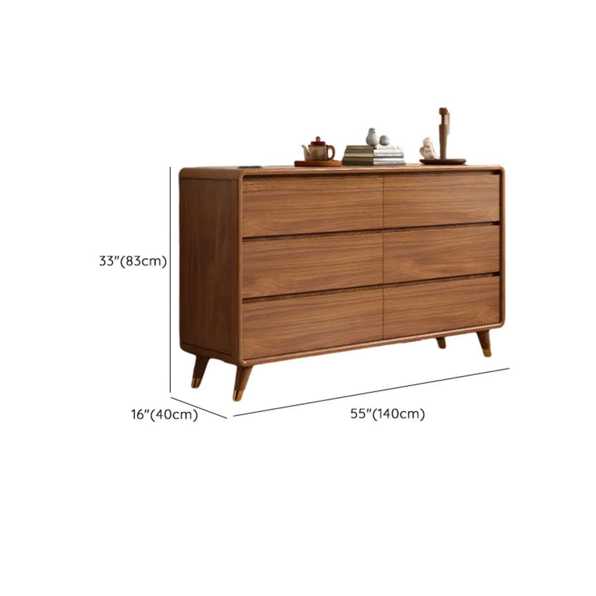 Rectangular Brown Wood Storage Soft-Close Drawers Chest Image - 30