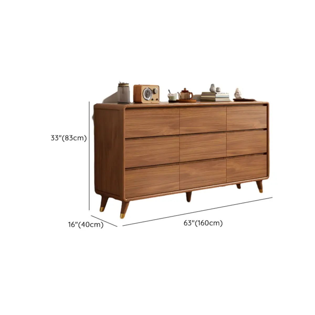 Rectangular Brown Wood Storage Soft-Close Drawers Chest Image - 32