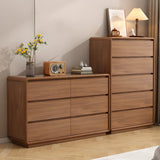 Rectangular Brown Wood Storage Soft-Close Drawers Chest Image - 4
