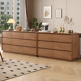 Rectangular Brown Wood Storage Soft-Close Drawers Chest Image - 6