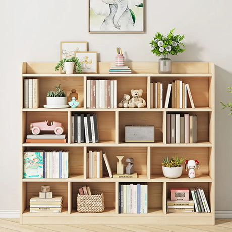 Rectangular Closed Back Natural Pine Standard Bookcase Image - 1