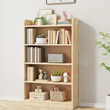 Rectangular Closed Back Natural Pine Standard Bookcase Image - 11