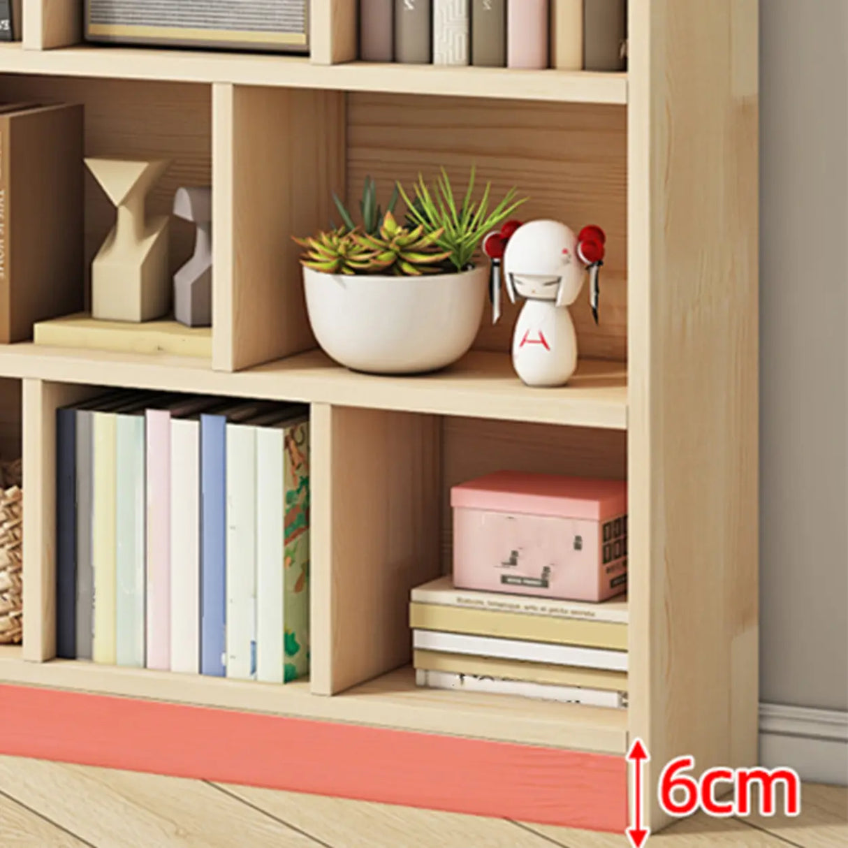 Rectangular Closed Back Natural Pine Standard Bookcase Image - 12