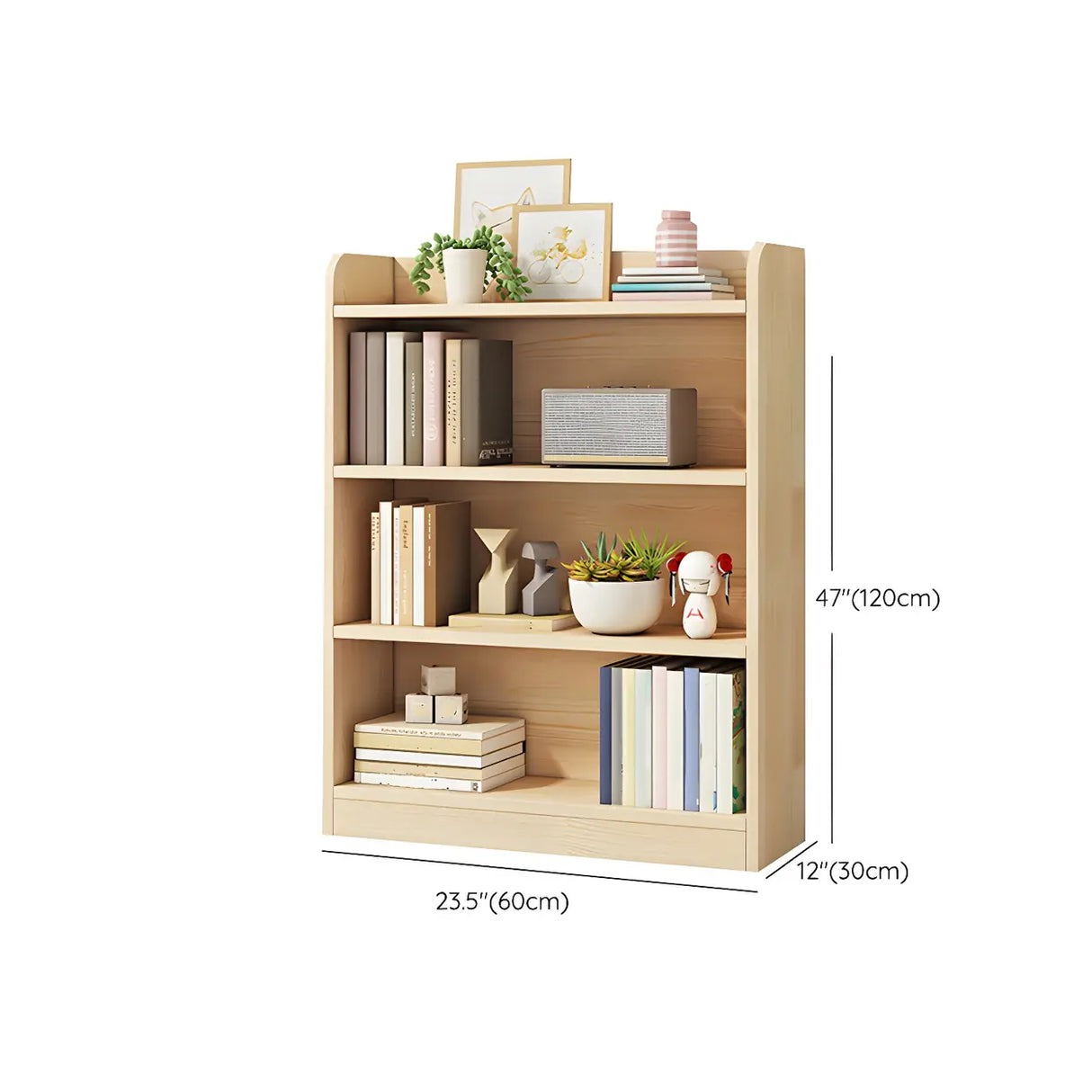 Rectangular Closed Back Natural Pine Standard Bookcase Image - 31