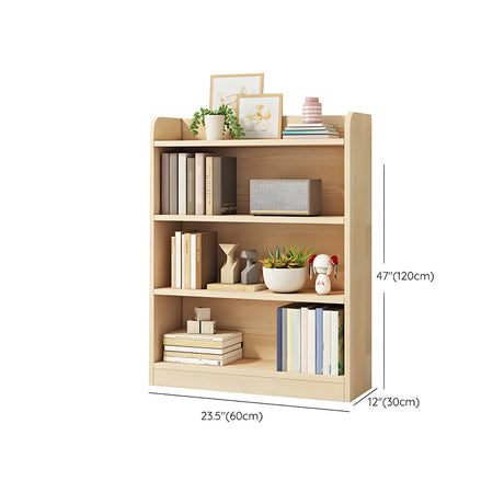Rectangular Closed Back Natural Pine Standard Bookcase Image - 31