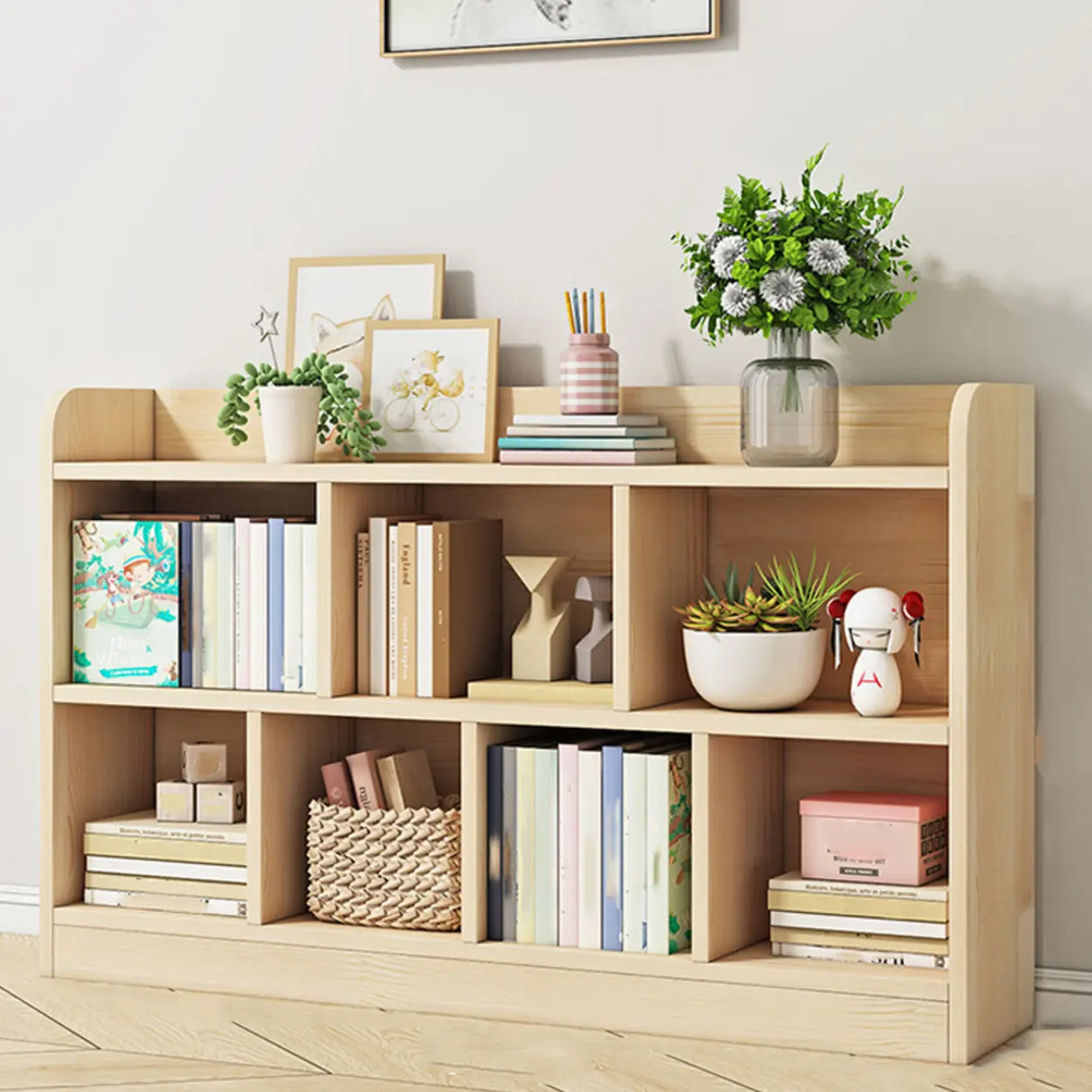 Rectangular Closed Back Natural Pine Standard Bookcase Image - 2