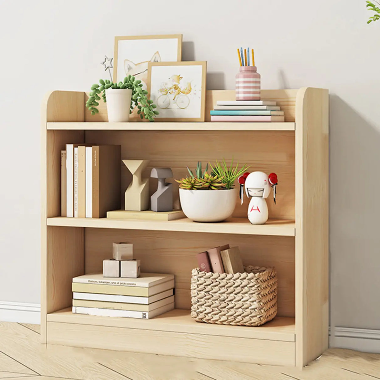 Rectangular Closed Back Natural Pine Standard Bookcase Image - 21