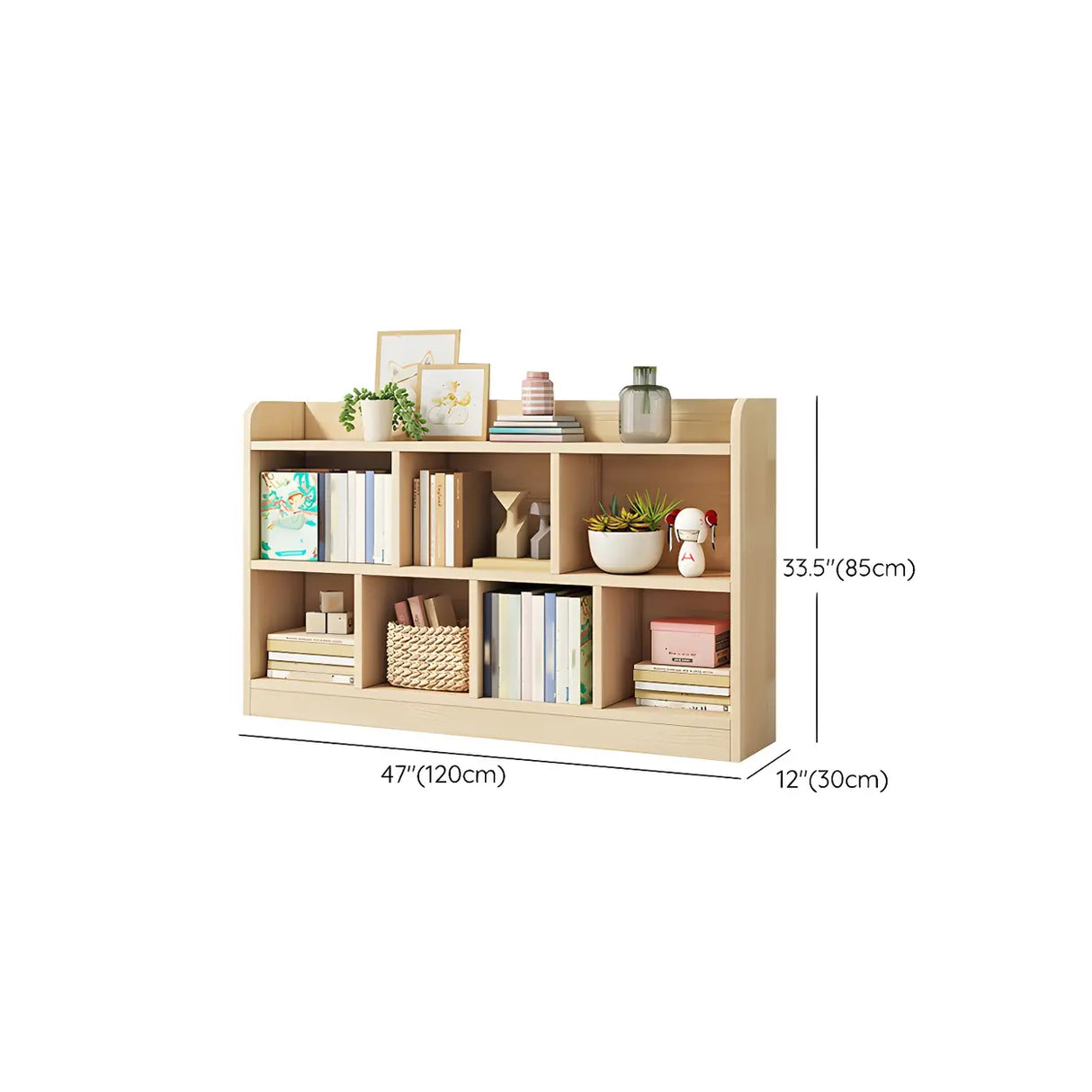 Rectangular Closed Back Natural Pine Standard Bookcase 