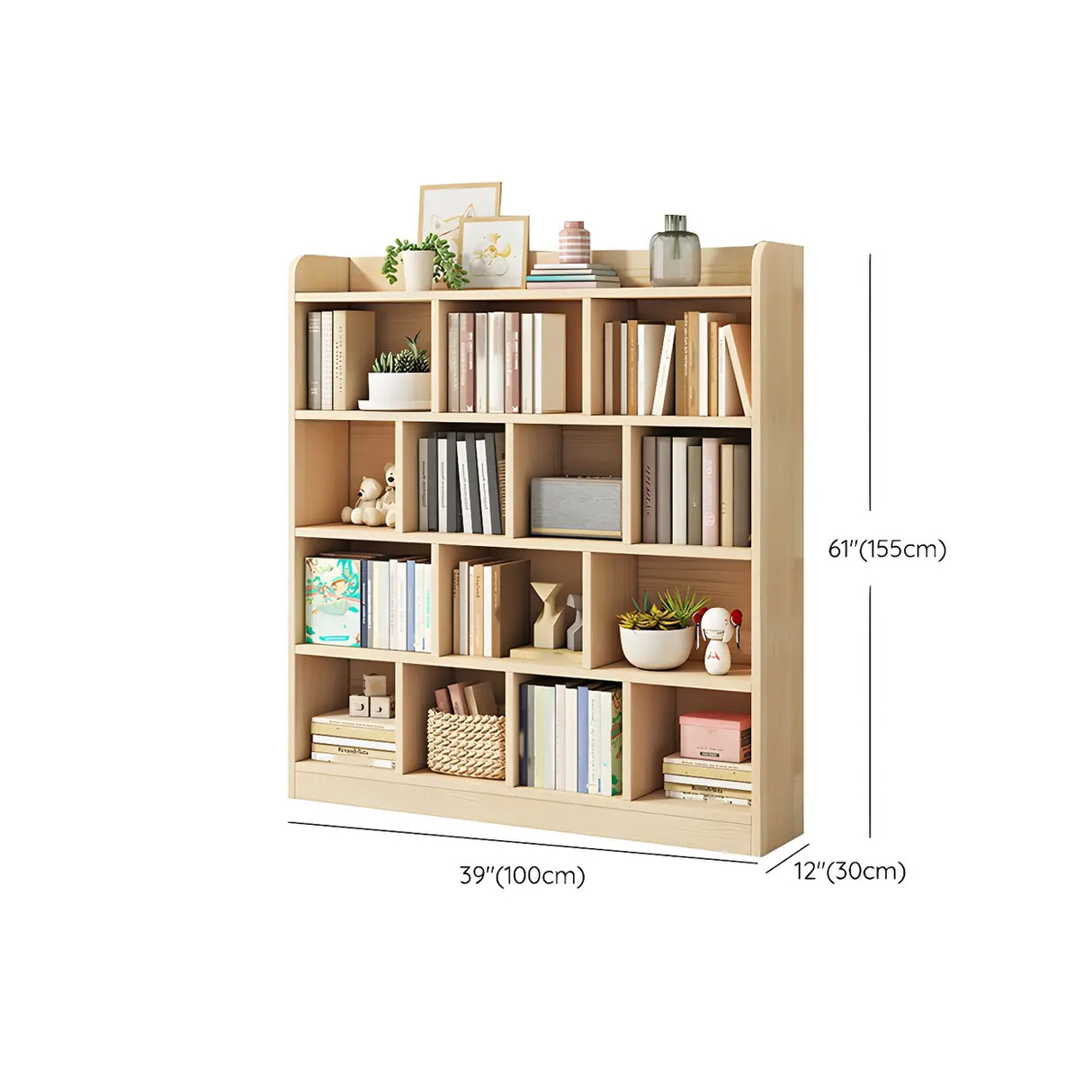 Rectangular Closed Back Natural Pine Standard Bookcase Image - 25