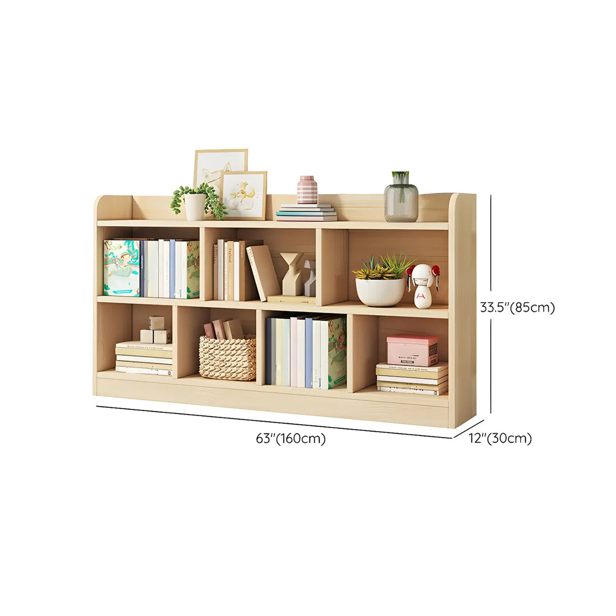 Rectangular Closed Back Natural Pine Standard Bookcase Image - 27