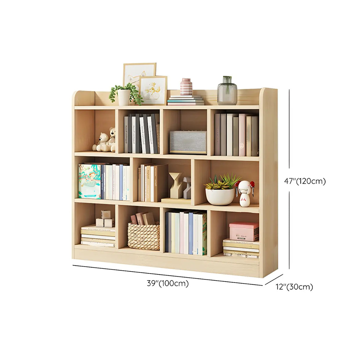 Rectangular Closed Back Natural Pine Standard Bookcase Image - 28