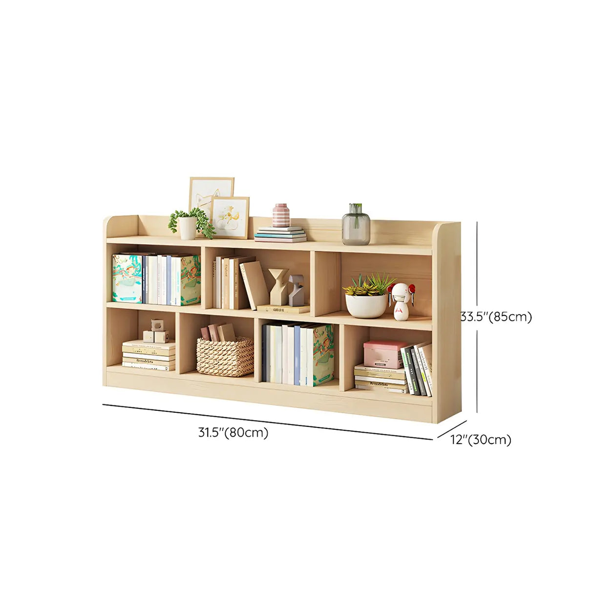 Rectangular Closed Back Natural Pine Standard Bookcase Image - 29