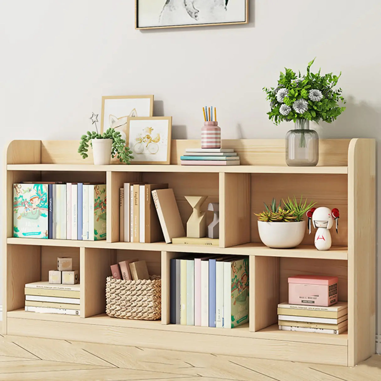 Rectangular Closed Back Natural Pine Standard Bookcase Image - 3