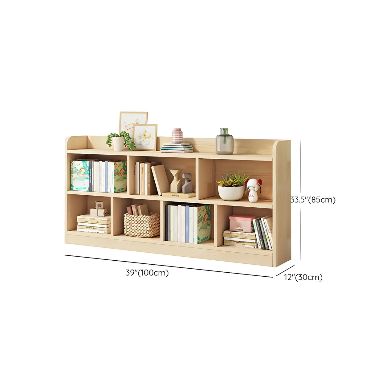 Rectangular Closed Back Natural Pine Standard Bookcase Image - 30