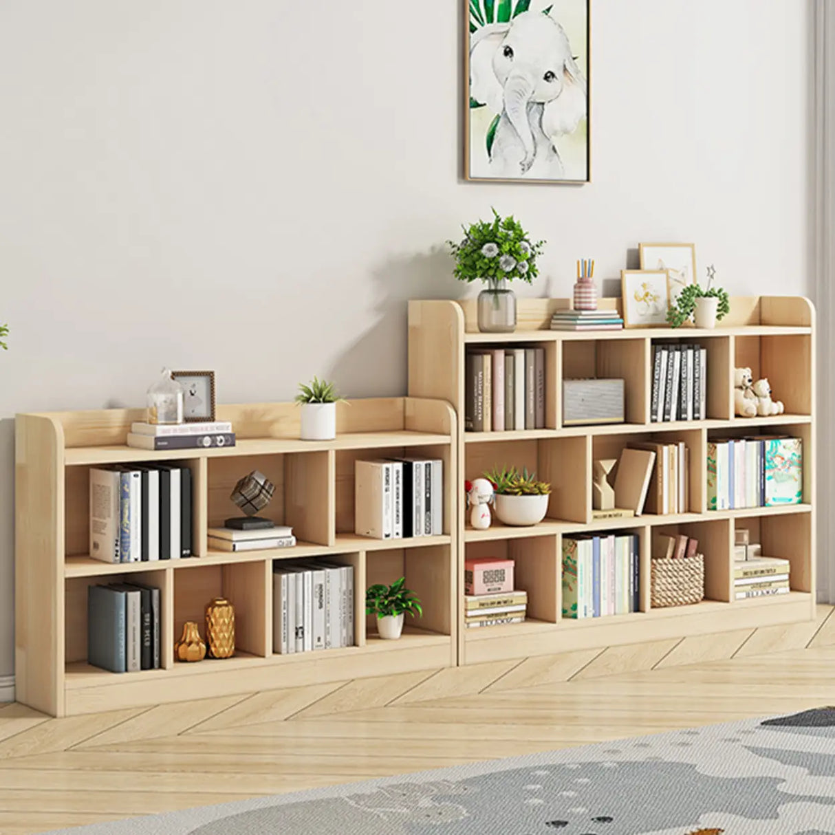 Rectangular Closed Back Natural Pine Standard Bookcase Image - 4