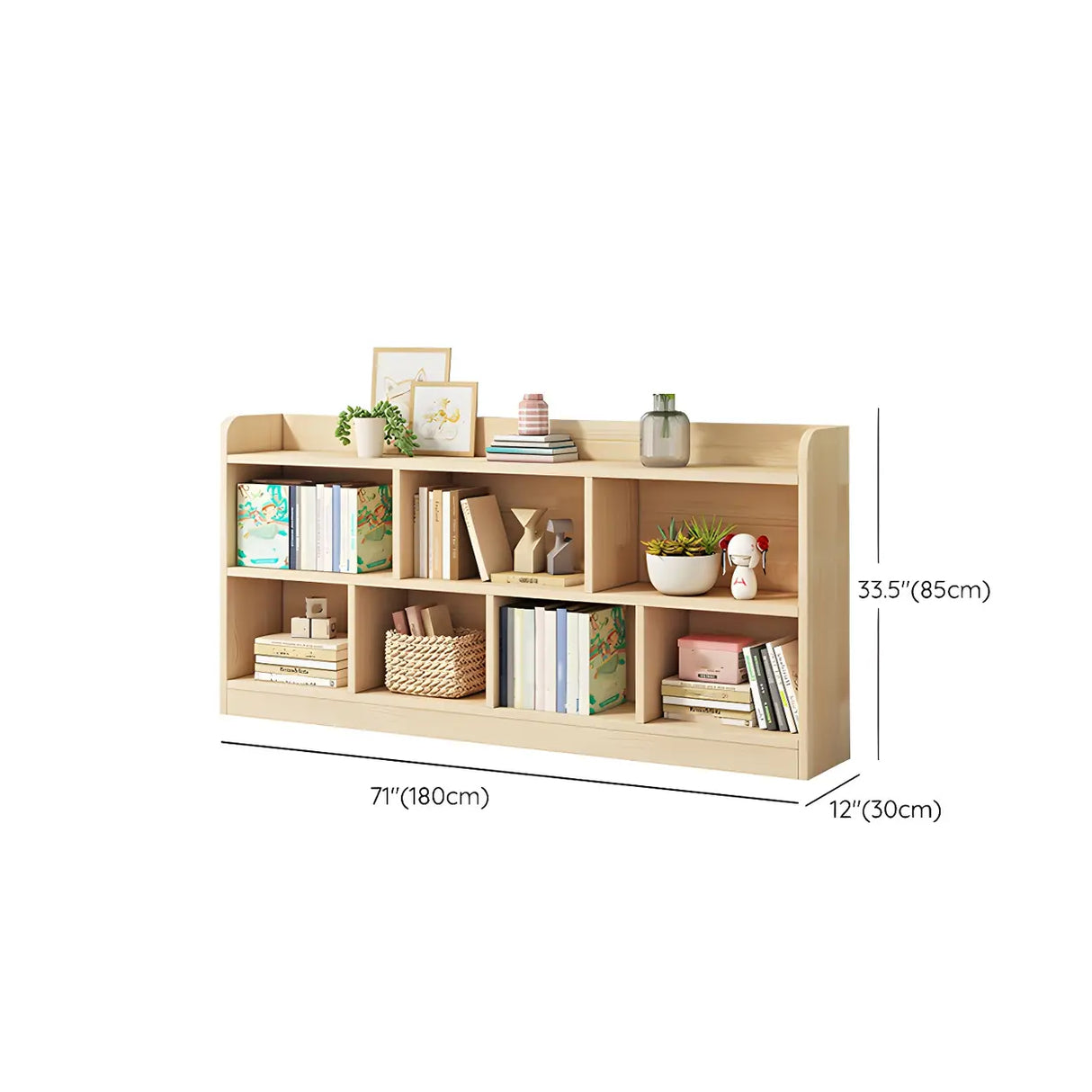 Rectangular Closed Back Natural Pine Standard Bookcase Image - 34