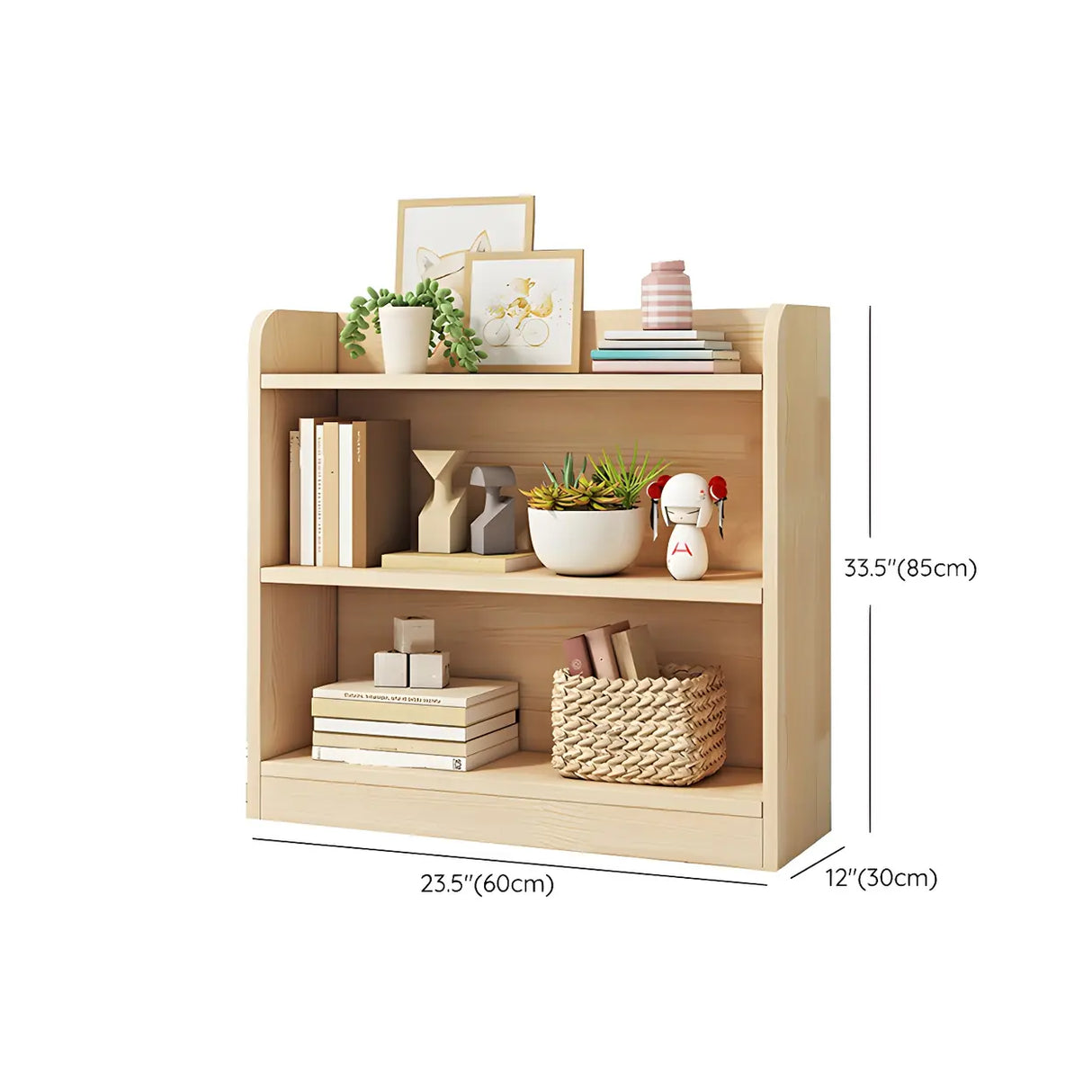 Rectangular Closed Back Natural Pine Standard Bookcase Image - 35