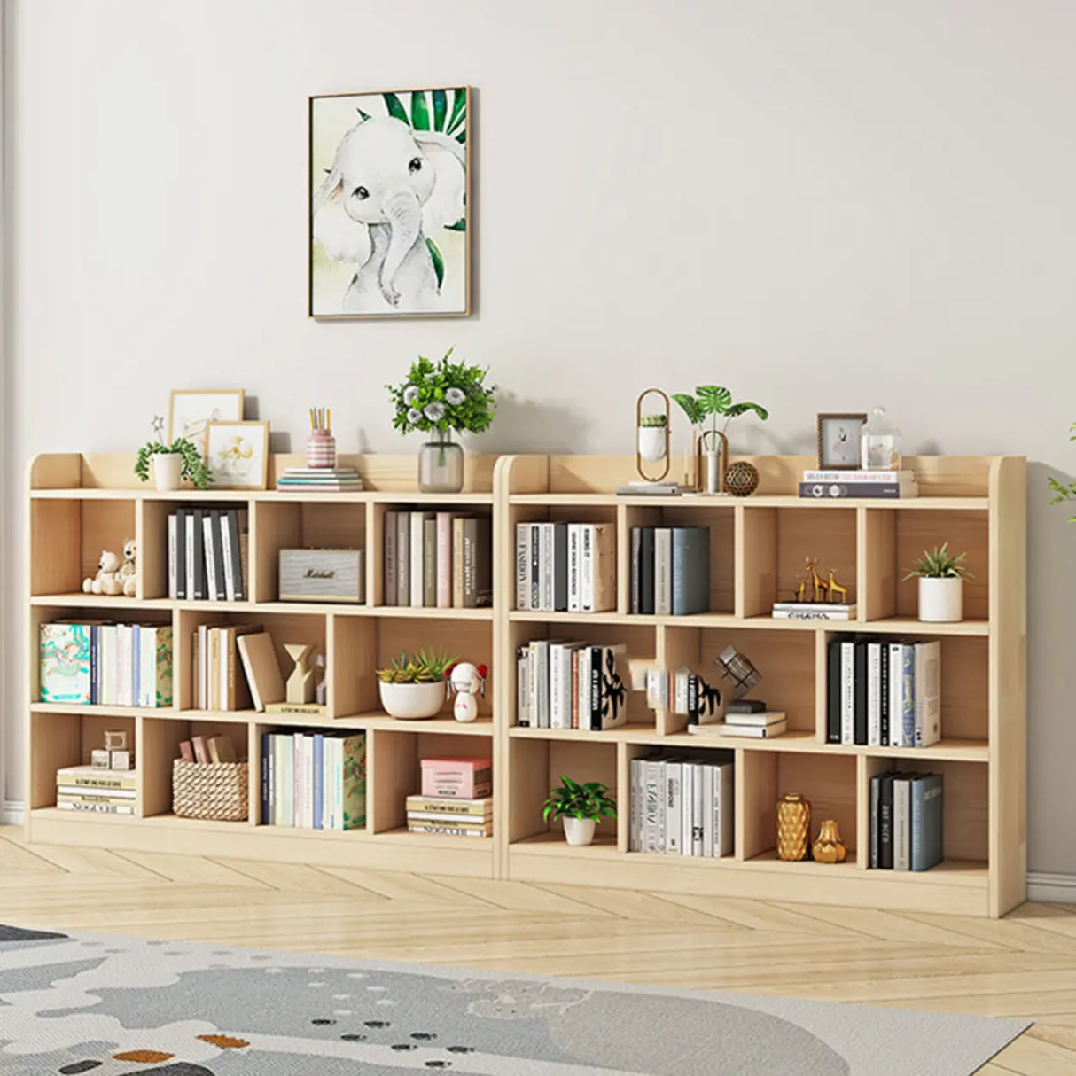 Rectangular Closed Back Natural Pine Standard Bookcase Image - 6