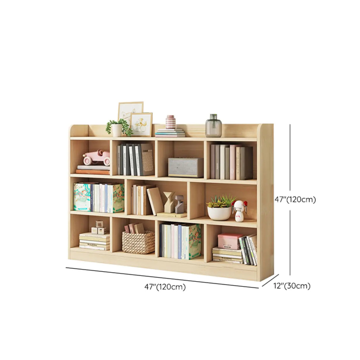 Rectangular Closed Back Natural Pine Standard Bookcase Image - 36