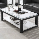 Rectangular Coffee Table with Black Metal Four Legs Image - 11