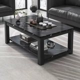 Rectangular Coffee Table with Black Metal Four Legs Image - 13