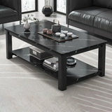 Rectangular Coffee Table with Black Metal Four Legs Image - 15