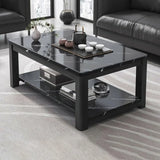 Rectangular Coffee Table with Black Metal Four Legs Image - 16