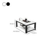 Rectangular Coffee Table with Black Metal Four Legs #size