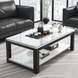 Rectangular Coffee Table with Black Metal Four Legs Image - 1