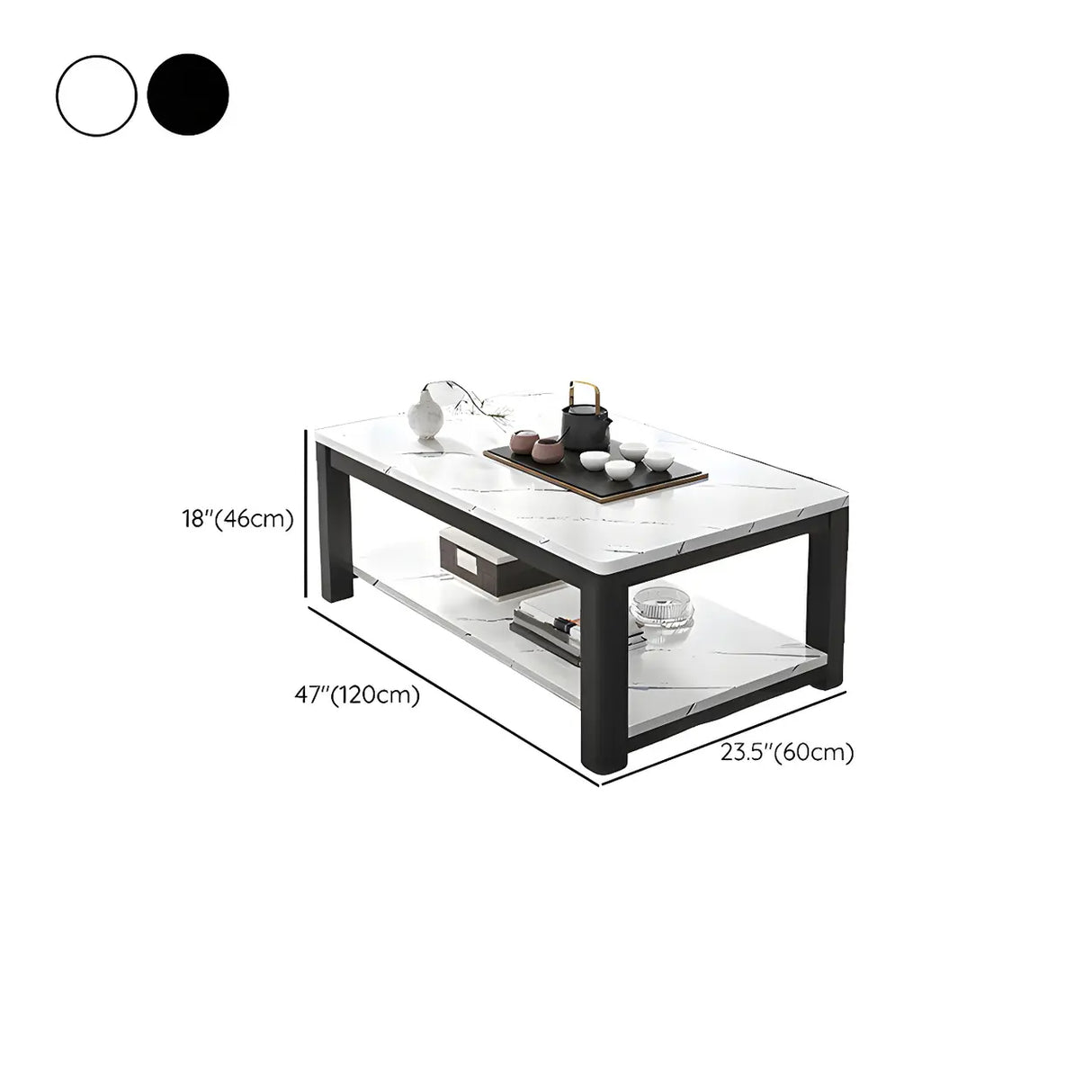 Rectangular Coffee Table with Black Metal Four Legs Image - 20