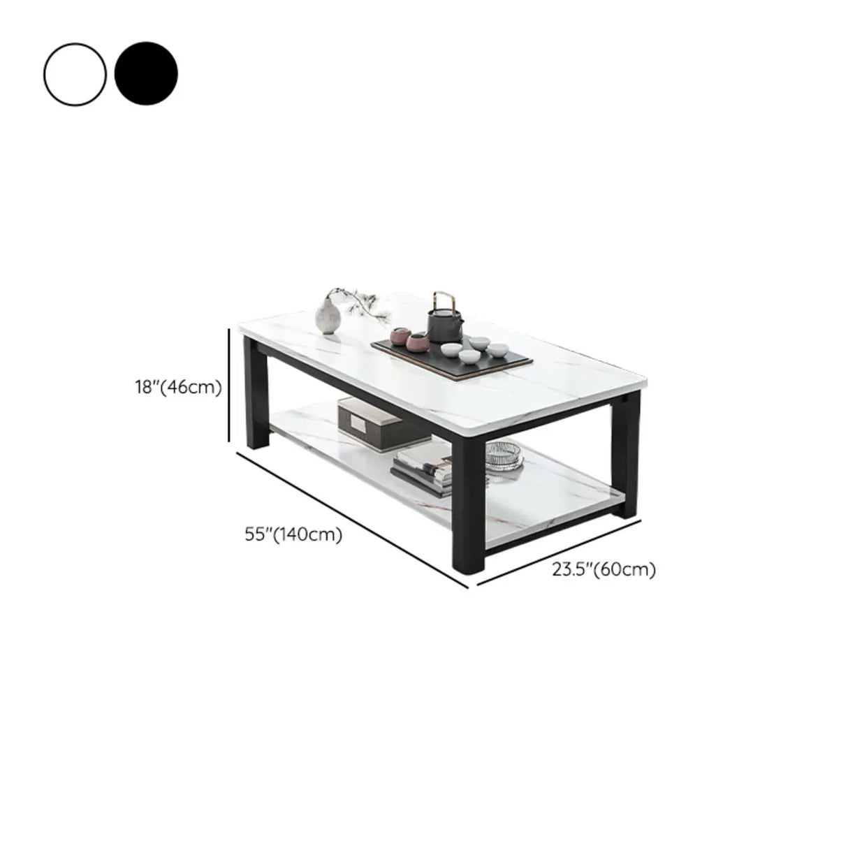 Rectangular Coffee Table with Black Metal Four Legs Image - 21