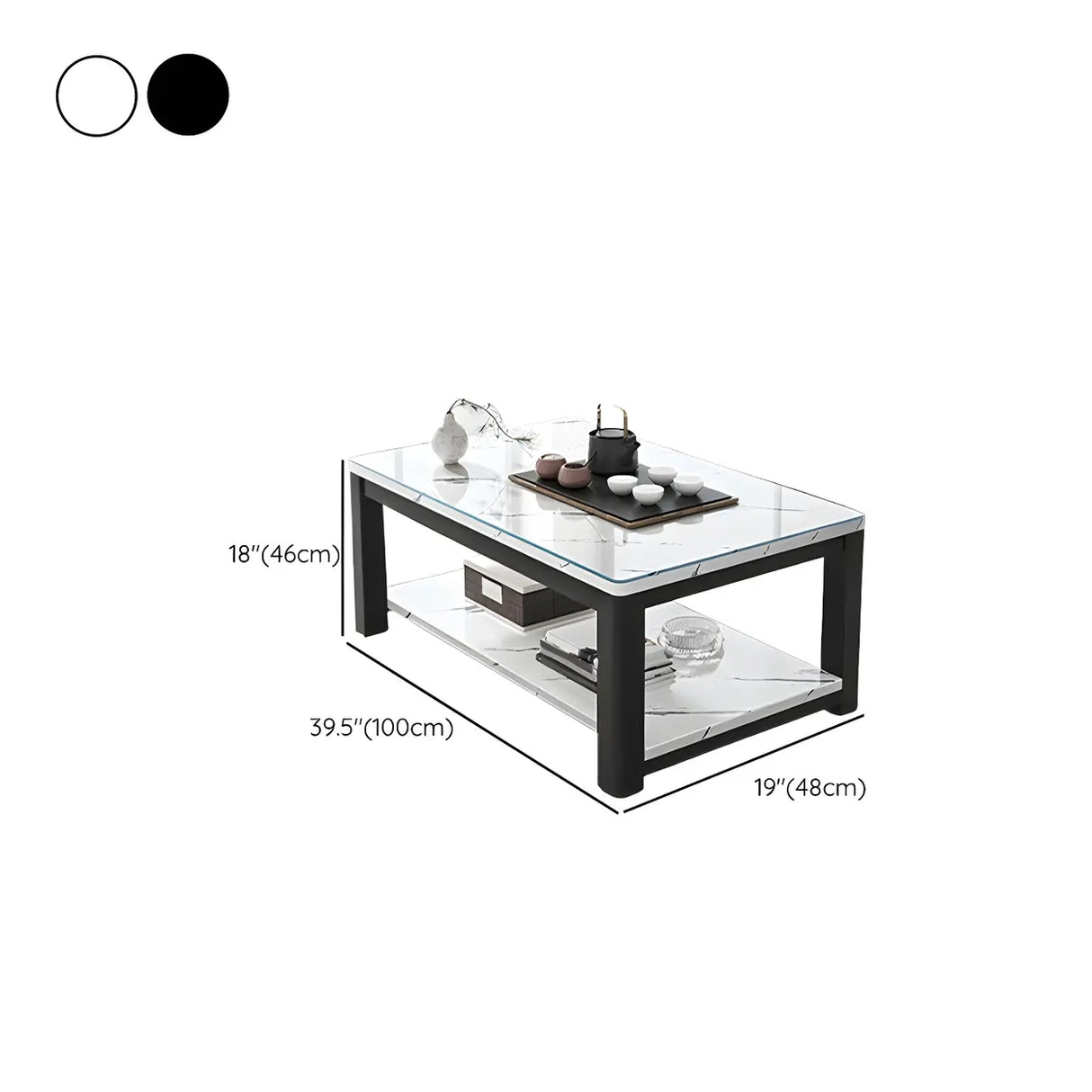 Rectangular Coffee Table with Black Metal Four Legs Image - 22