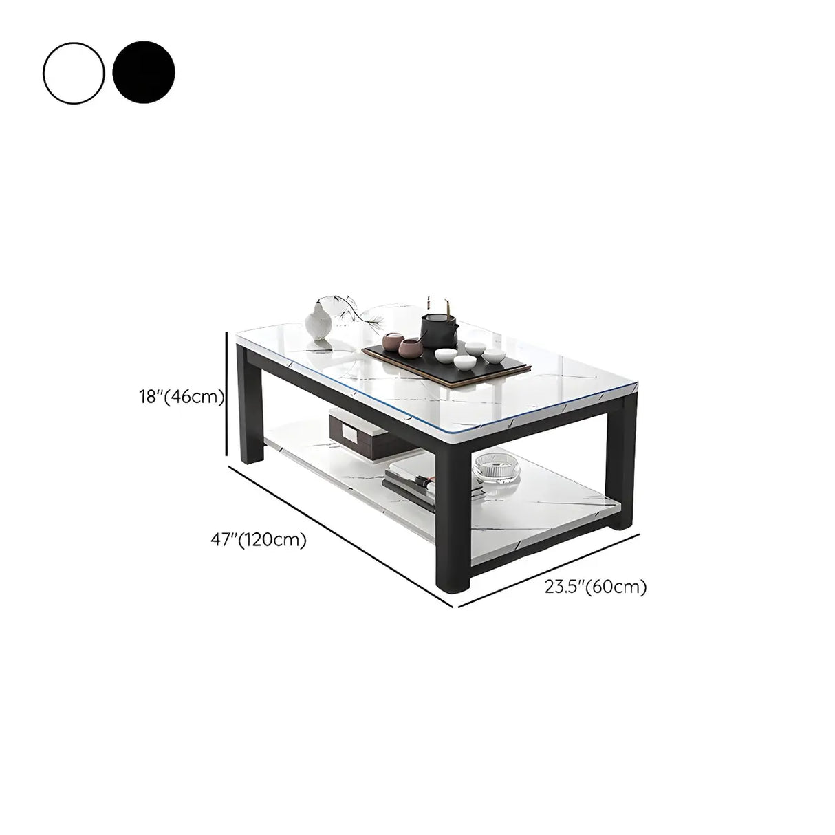 Rectangular Coffee Table with Black Metal Four Legs Image - 23
