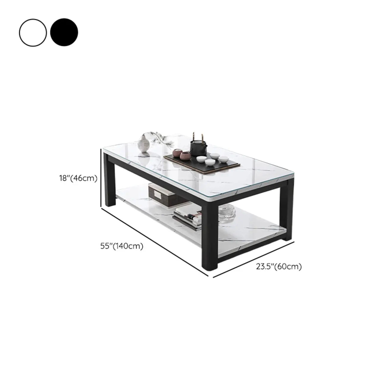 Rectangular Coffee Table with Black Metal Four Legs Image - 24