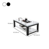 Rectangular Coffee Table with Black Metal Four Legs Image - 24