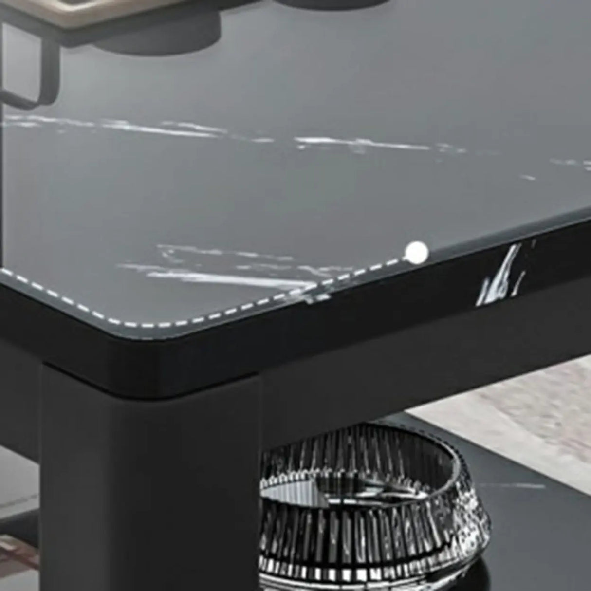Rectangular Coffee Table with Black Metal Four Legs Image - 4