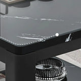 Rectangular Coffee Table with Black Metal Four Legs Image - 4
