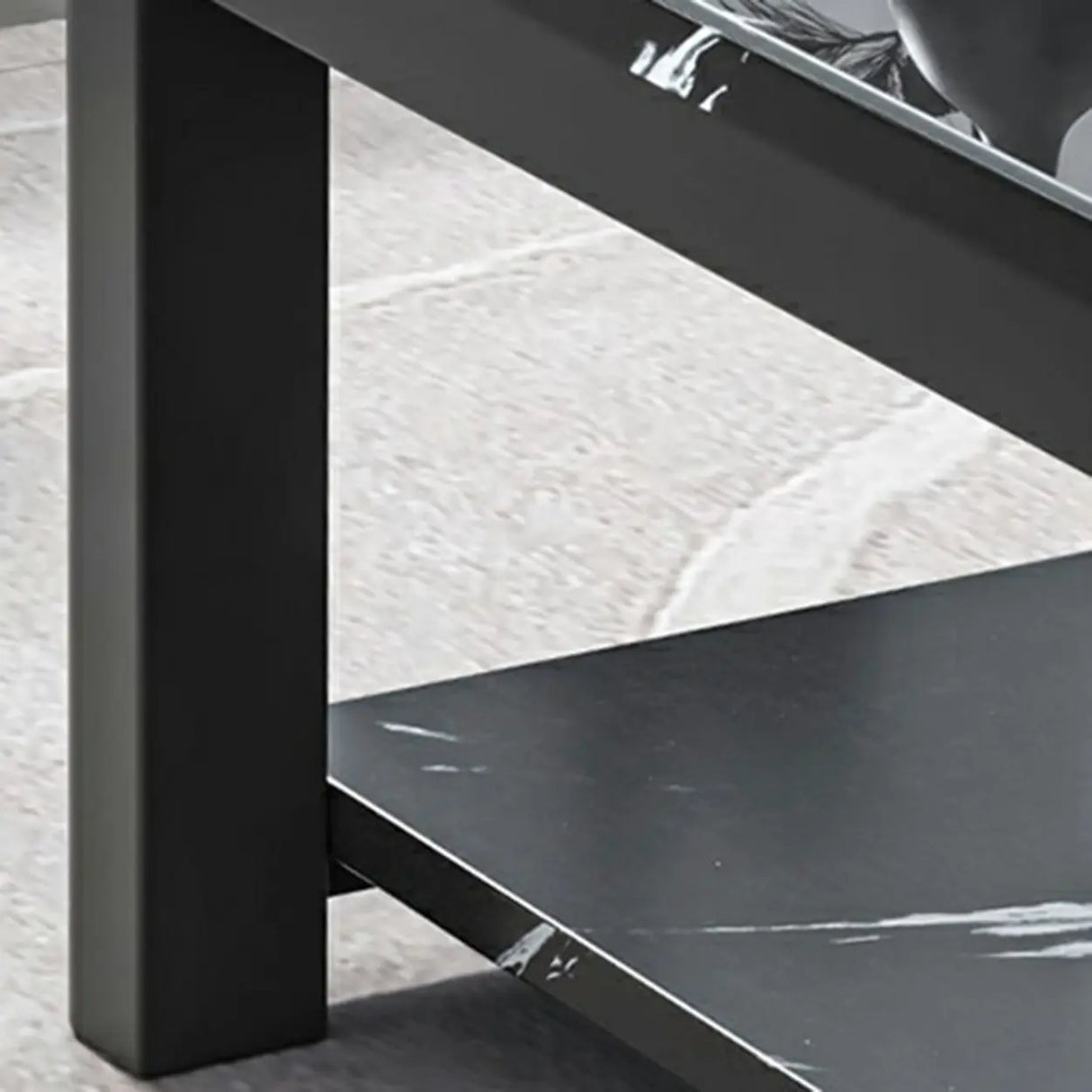 Rectangular Coffee Table with Black Metal Four Legs Image - 7