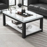 Rectangular Coffee Table with Black Metal Four Legs Image - 8
