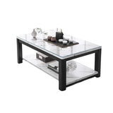 Rectangular Coffee Table with Black Metal Four Legs Image - 9