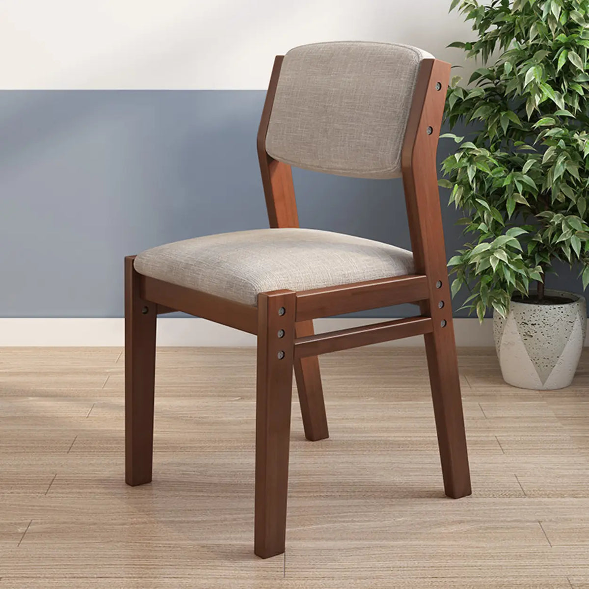Rectangular Shape Chair Rectangular Cotton Seat Wood Low Back Dining Chair – Homebaa