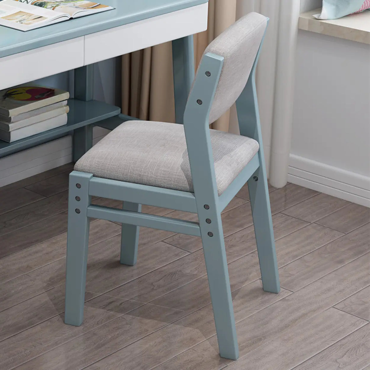 Rectangular Cotton Seat Wood Low Back Dining Chair Image - 7