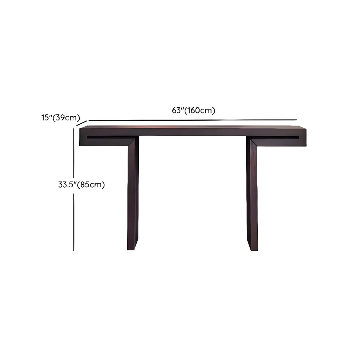 Rectangular Dark Wood Espresso Console Table with Sled Legs Image - 10