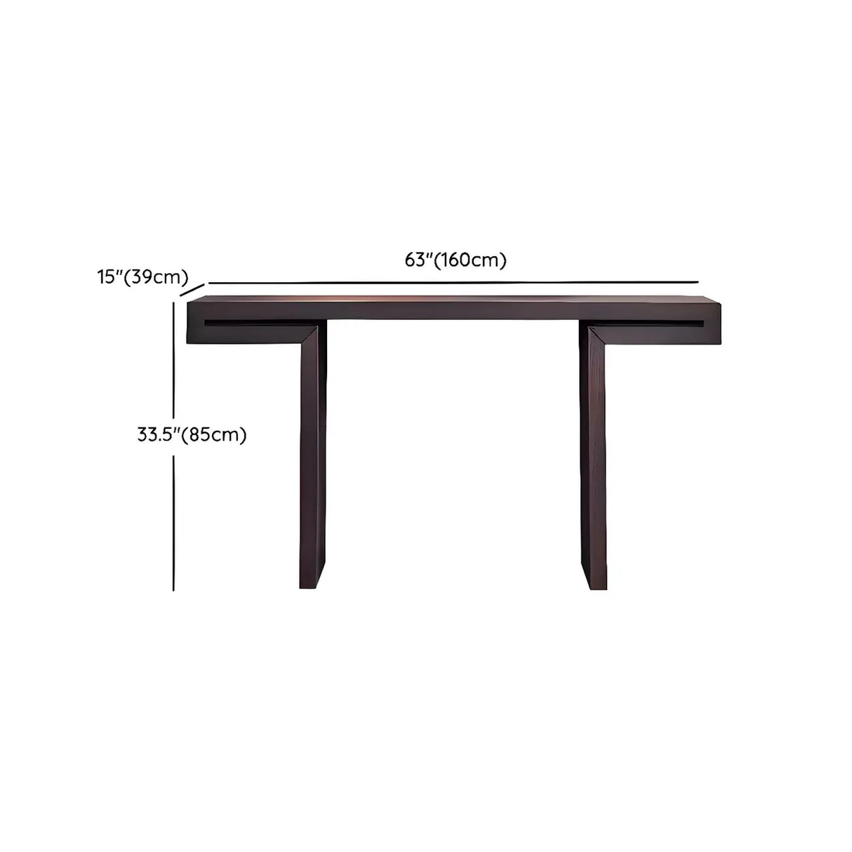 Rectangular Dark Wood Espresso Console Table with Sled Legs Image - 10
