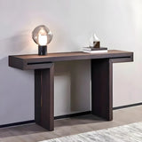 Rectangular Dark Wood Espresso Console Table with Sled Legs Image - 2