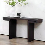 Rectangular Dark Wood Espresso Console Table with Sled Legs Image - 3