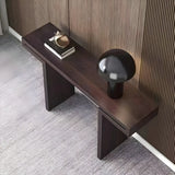 Rectangular Dark Wood Espresso Console Table with Sled Legs Image - 4