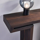 Rectangular Dark Wood Espresso Console Table with Sled Legs Image - 6
